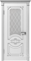 Межкомнатная дверь Милана Белая эмаль стекло патина серебро