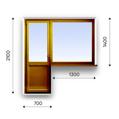Балконный блок Dexen 70 мм 1-камерный стеклопакет ламинированное в массе